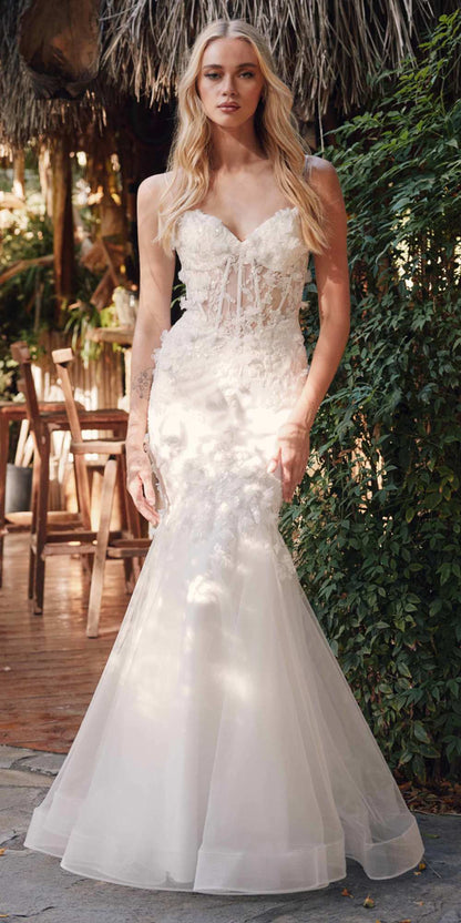Vestido de trompeta largo con escote corazón, corpiño deshuesado y adornado Juliet JT2469KW