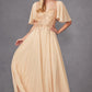 Juliet JTM14F Long A-Line Flutter Mid-Length Sleeve Evening Gown