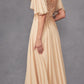 Juliet JTM14F Long A-Line Flutter Mid-Length Sleeve Evening Gown