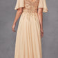Juliet JTM14F Long A-Line Flutter Mid-Length Sleeve Evening Gown