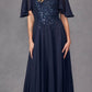 Juliet JTM14F Long A-Line Flutter Mid-Length Sleeve Evening Gown