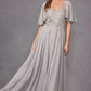 Juliet JTM14F Long A-Line Flutter Mid-Length Sleeve Evening Gown