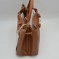 Woven Checkerboard Top-Handle Tote Bag with Detachable Crossbody Strap