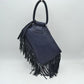 Fringe Accent Clutch Bag with Braided Circular Top Handle