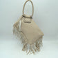 Fringe Accent Clutch Bag with Braided Circular Top Handle