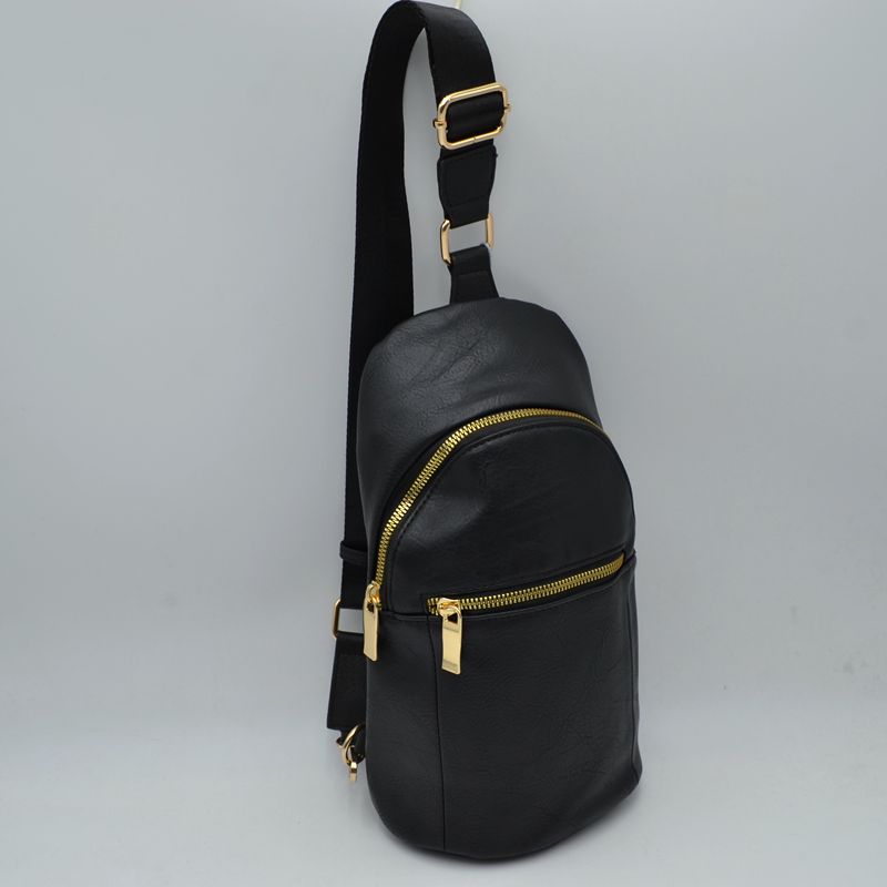 Structured Sling Bag with Contrast Zipper Detail