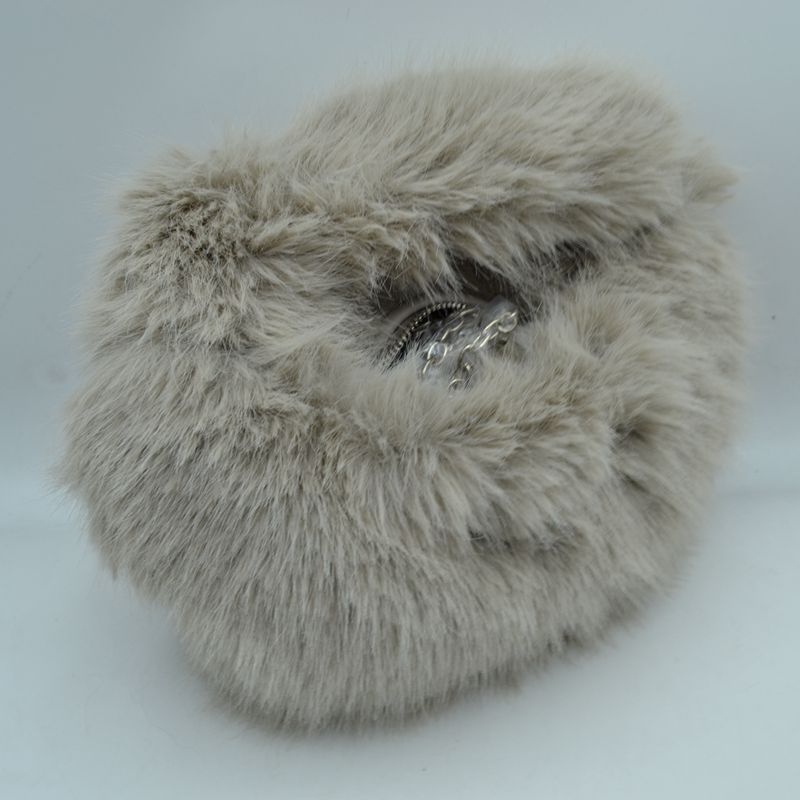 Fluffy Plush Handbag with Integrated Top Handle and Chain Strap