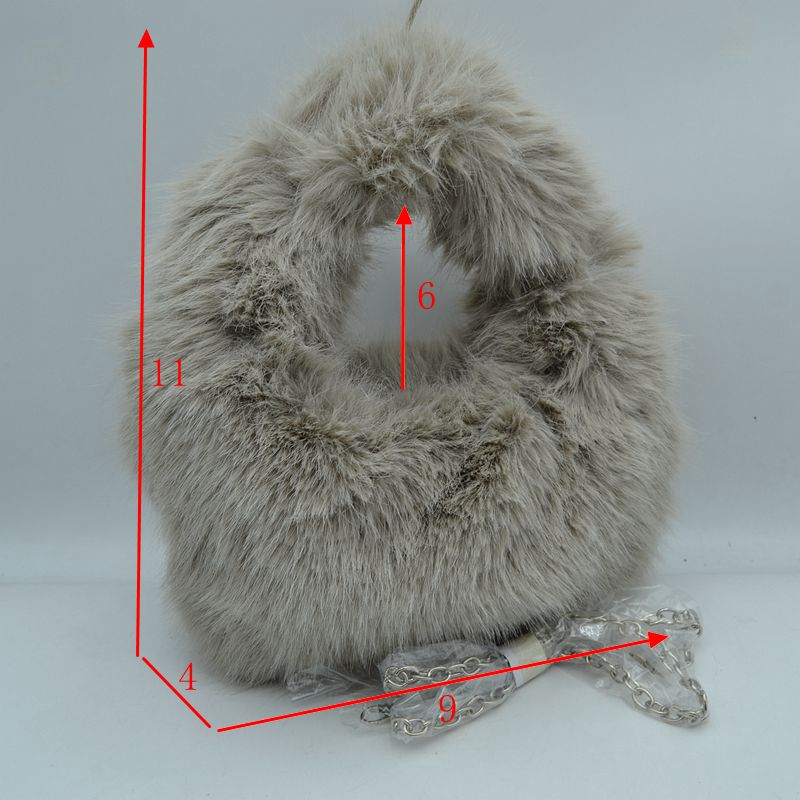 Fluffy Plush Handbag with Integrated Top Handle and Chain Strap