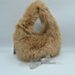 Fluffy Plush Handbag with Integrated Top Handle and Chain Strap