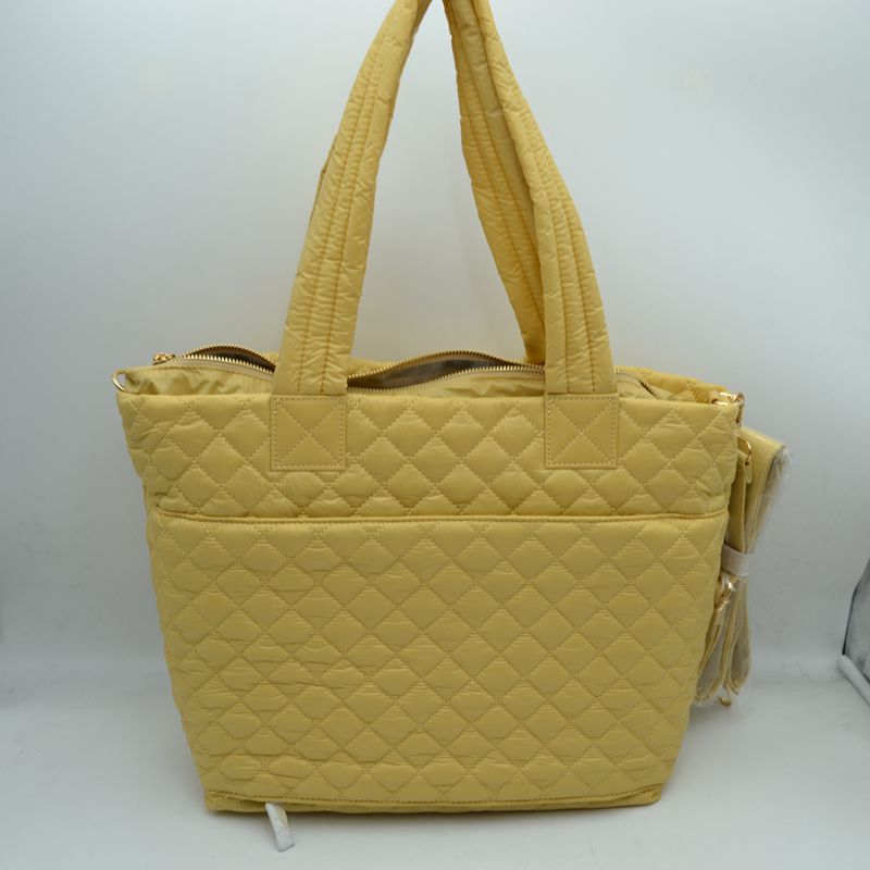 Quilted Tote Bag with Padded Dual Handles