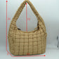 Quilted Puffer Hobo Shoulder Bag with Side Slip Pockets