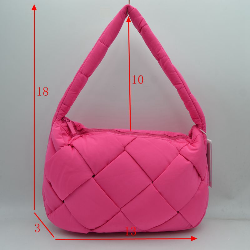 Padded Woven Shoulder Bag with Integrated Wide Strap
