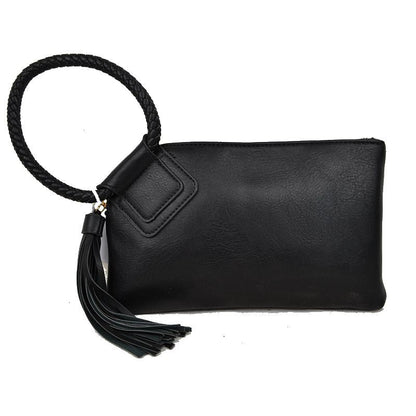 Braided Wristlet Clutch with Tassel Accent