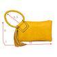 Fringe Accent Clutch Bag with Braided Circular Top Handle
