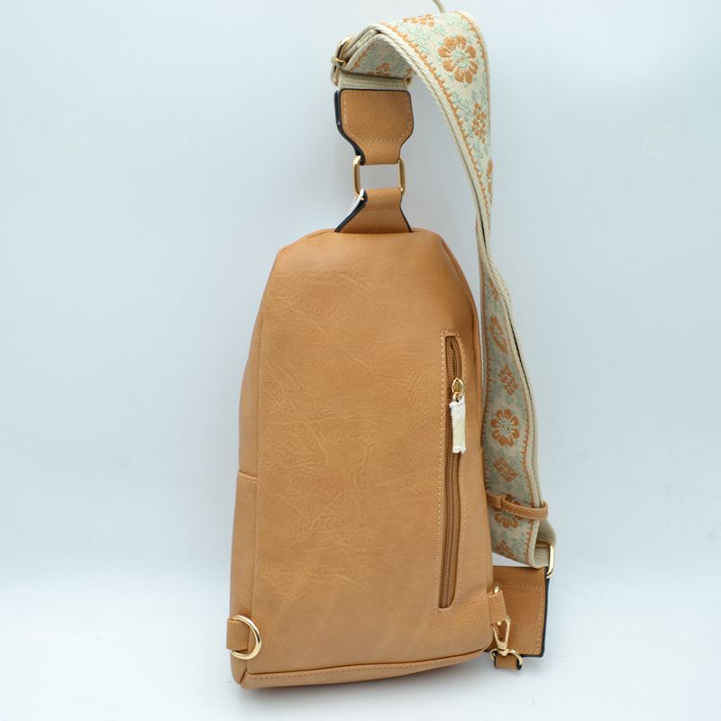 Structured Sling Bag with Contrast Zipper Detail