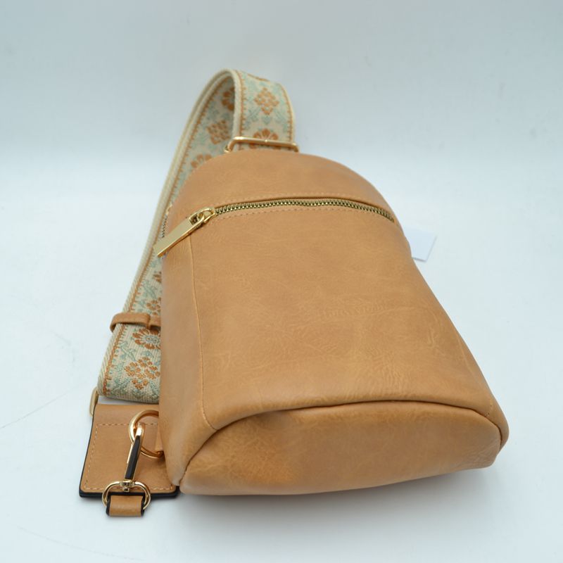 Structured Sling Bag with Contrast Zipper Detail