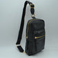 Grained Sling Bag with Metallic Zippers