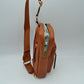 Grained Sling Bag with Metallic Zippers