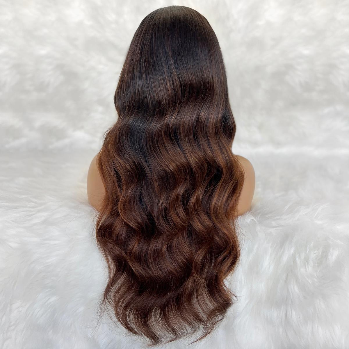 Peluca con cierre de cabello humano 100 % crudo, sin pegamento, con encaje HD 5x5, coloreada profesionalmente