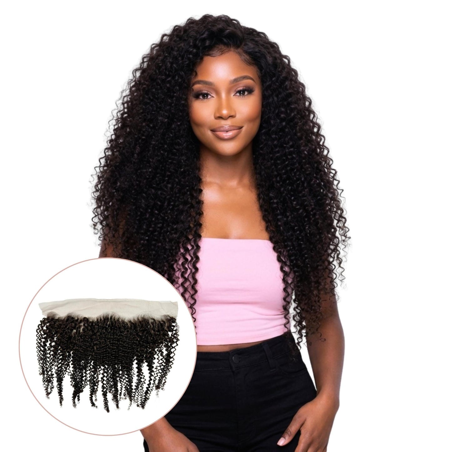 Frontal de cabello humano Jerry Curl de encaje transparente de 13x4