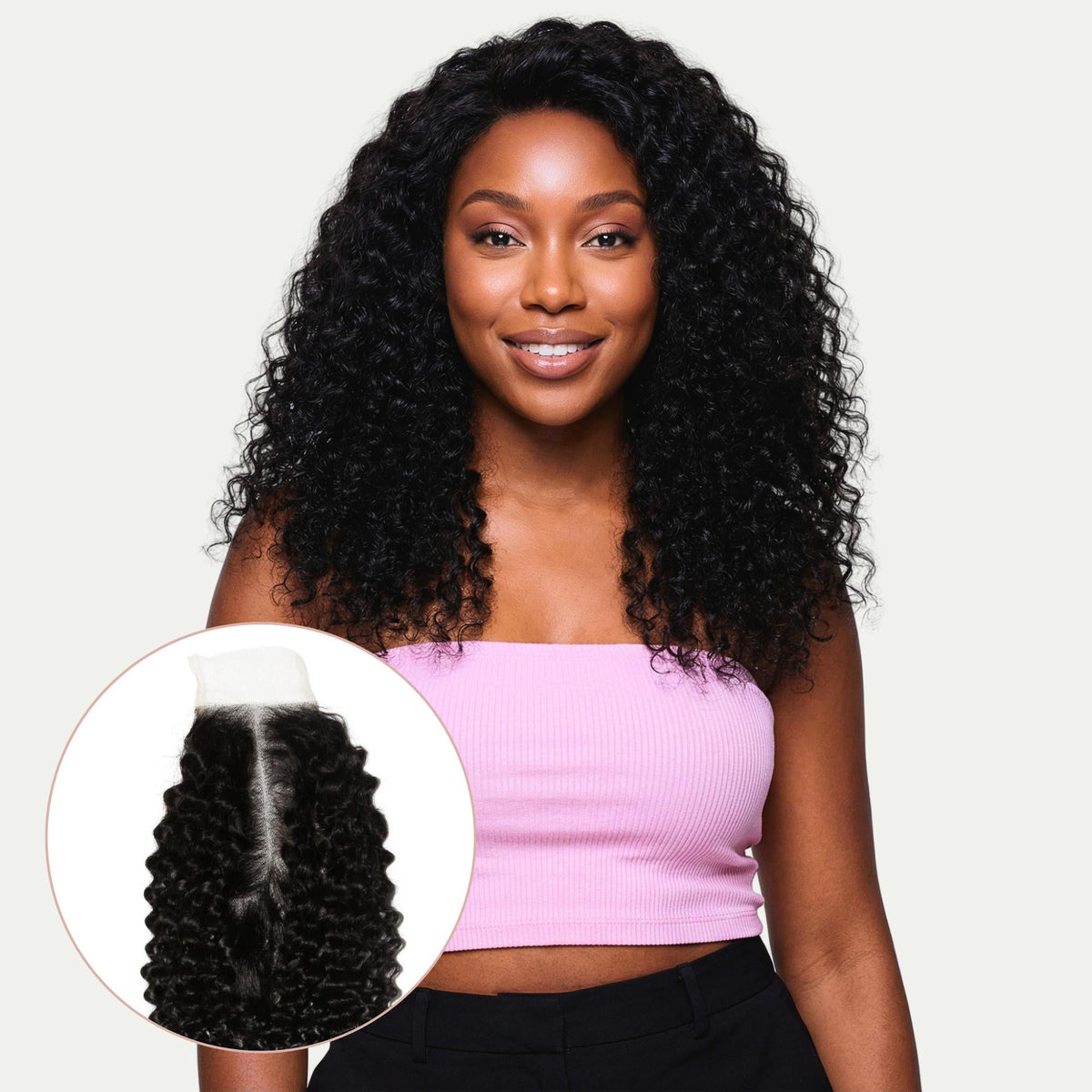 Cierre de Pelo Humano con Encaje Transparente Jerry Curl 2x6