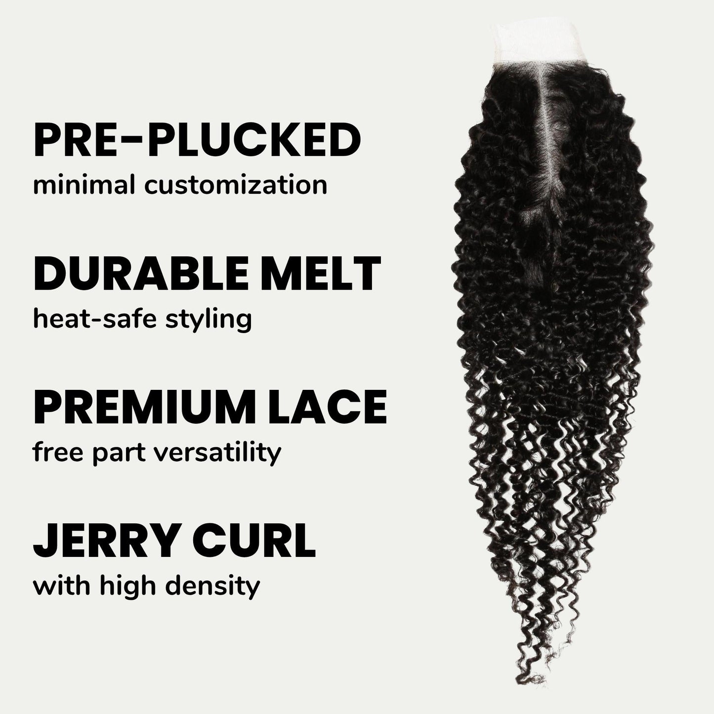 Cierre de Pelo Humano con Encaje Transparente Jerry Curl 2x6