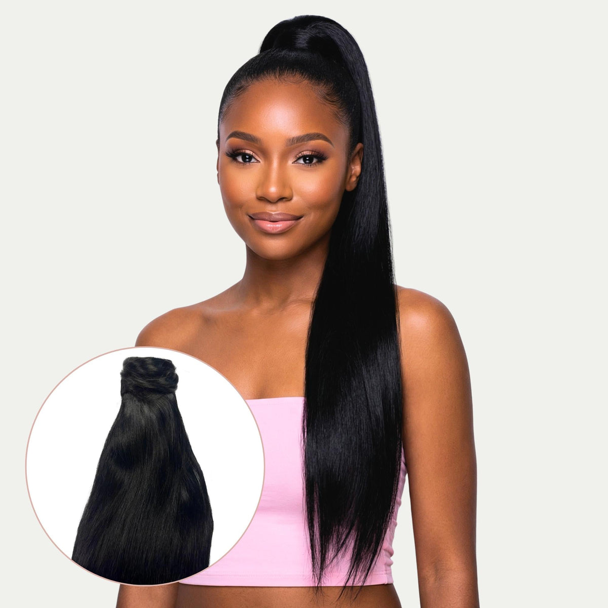 Extensiones de coleta de cabello humano 100% azabache
