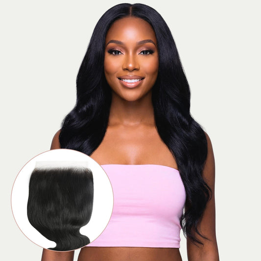 Cierre de cabello humano Jet Black Body Wave 7x7 HD Lace