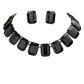 Emerald Cut Stone Link Evening Necklace Earring Set