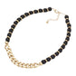 Metal Chain Link Accented Wood Necklace