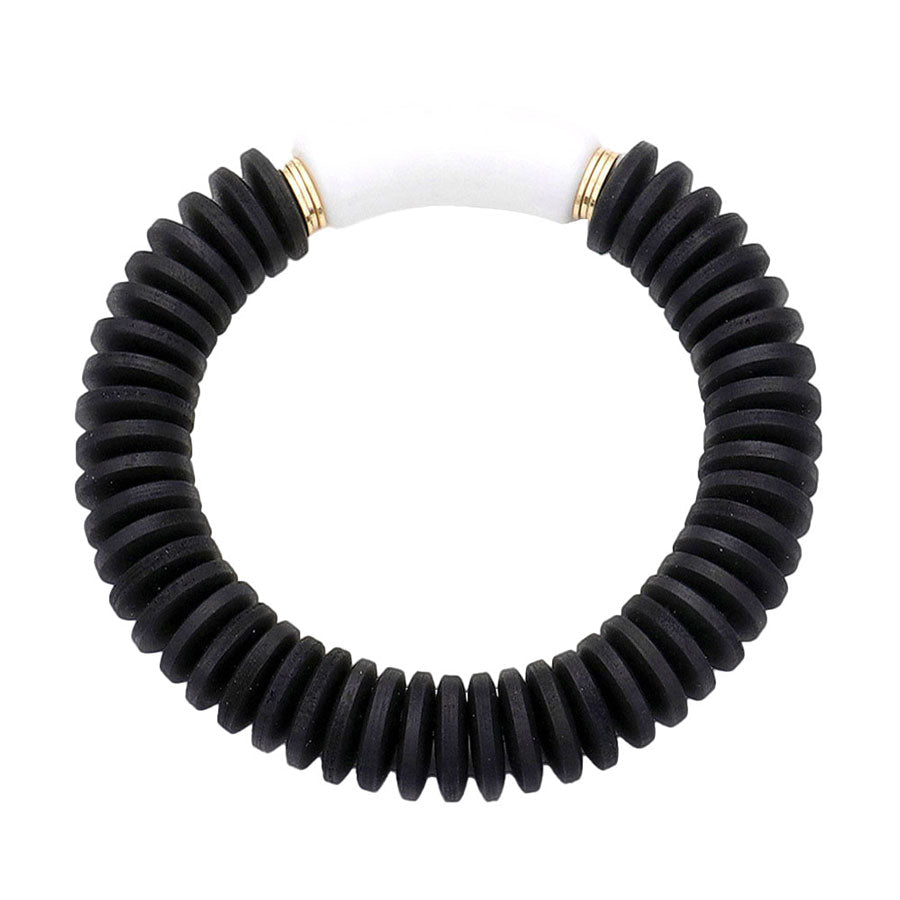 Resin Accented Wood Stretch Bracelet