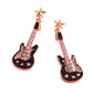 Stone Embellished Glittered Enamel Guitar Dangle Earrings