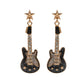 Stone Embellished Glittered Enamel Guitar Dangle Earrings