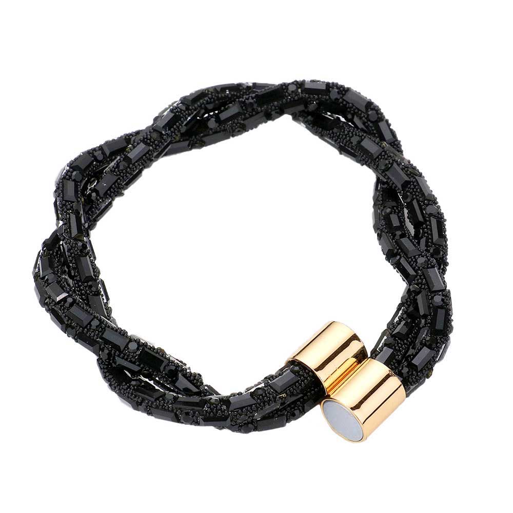 Stone Embellished Twisted Magnetic Bracelet
