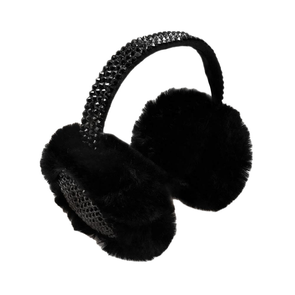 Studded Fluffy Plush Fur Foldable Earmuff
