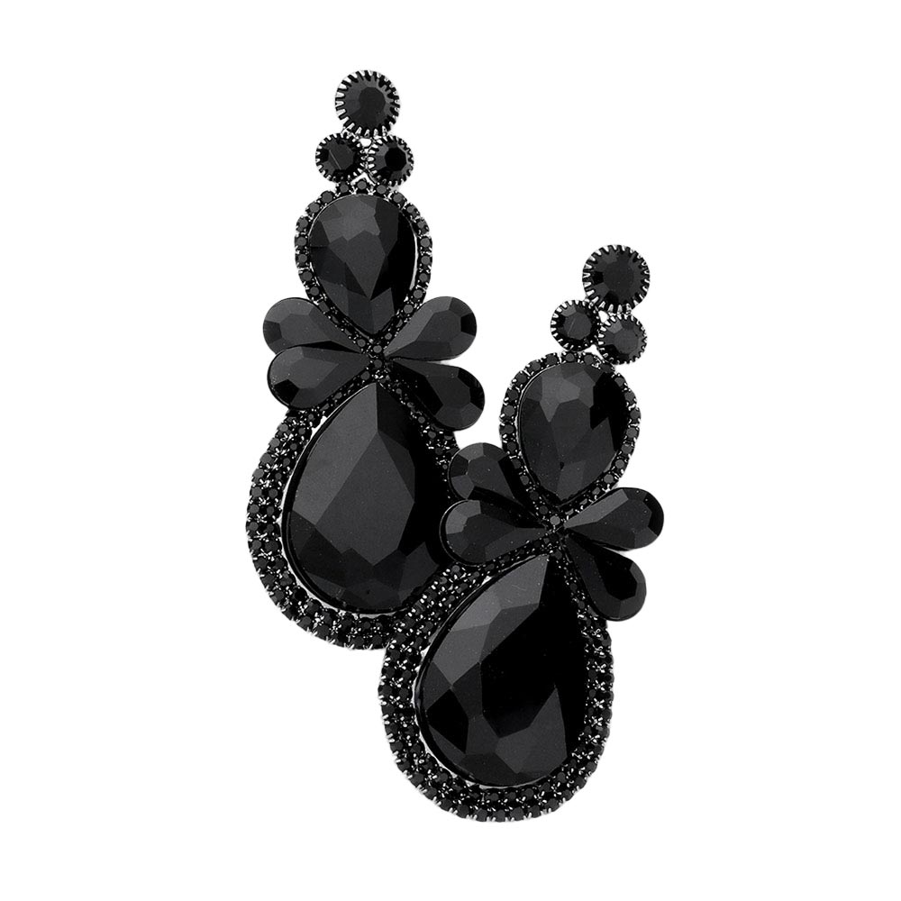 Teardrop Accented Dangle Evening Earrings