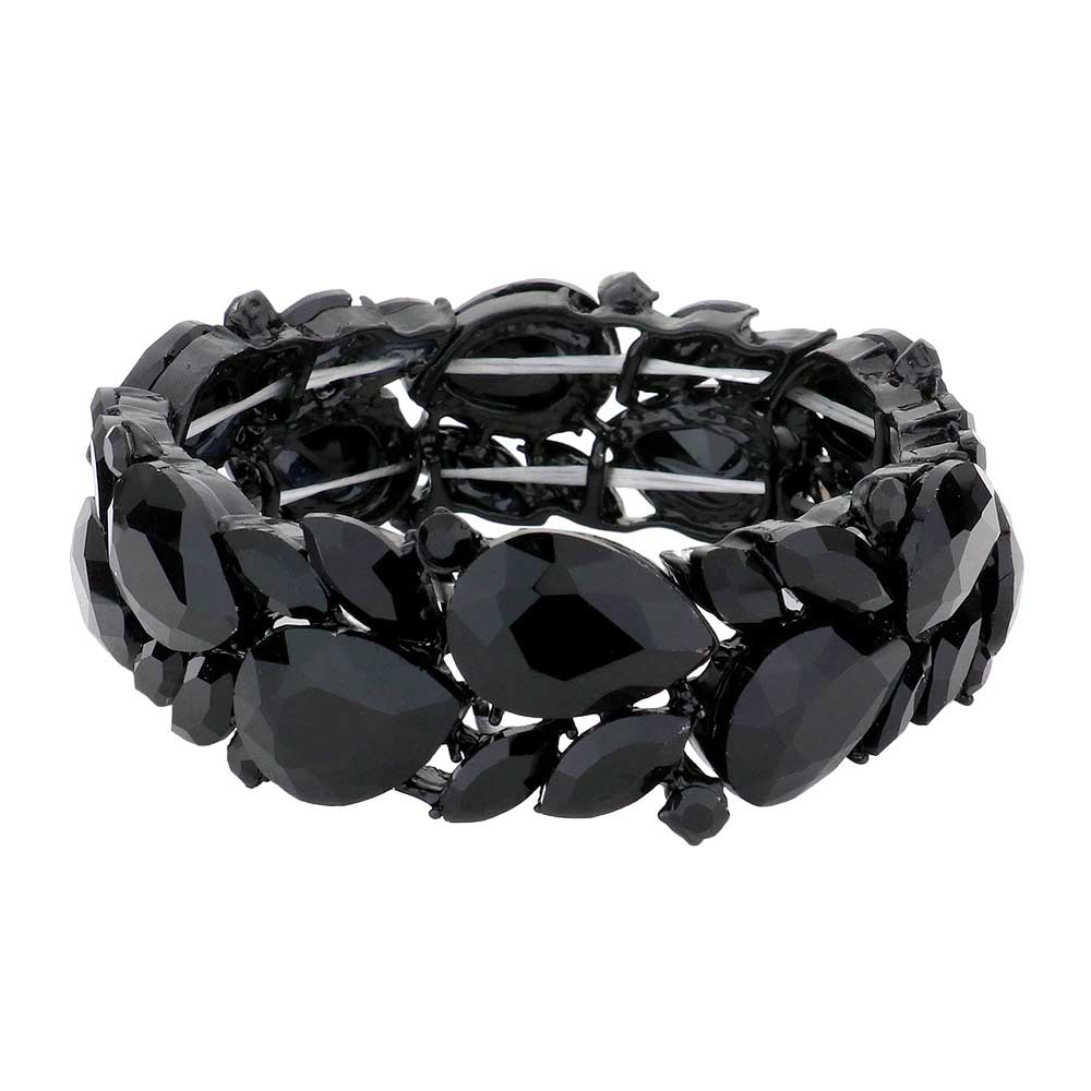 Teardrop Cluster Marquise Stone Stretch Evening Bracelet