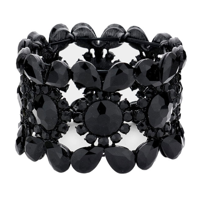 Teardrop Round Stone Stretch Evening Bracelet