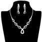 Teardrop Stone Accented Rhinestone Pave Necklace