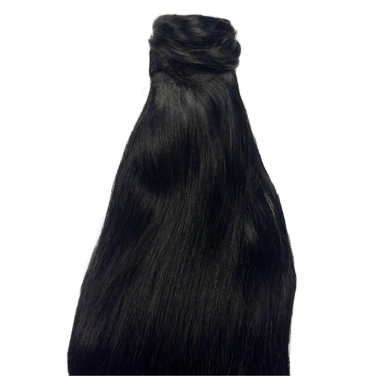 Extensiones de coleta de cabello humano 100% azabache