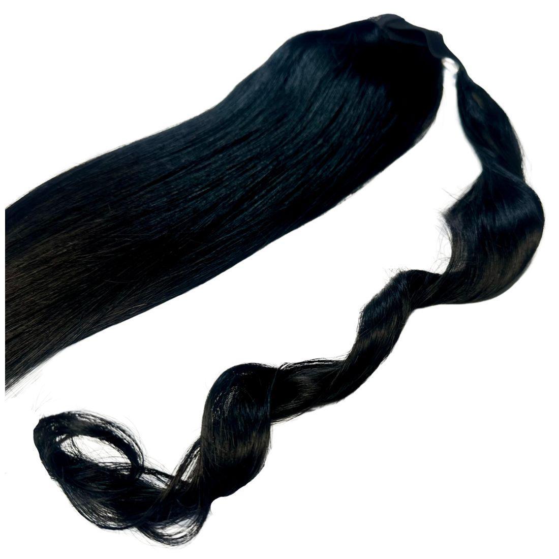 Extensiones de coleta de cabello humano 100% azabache