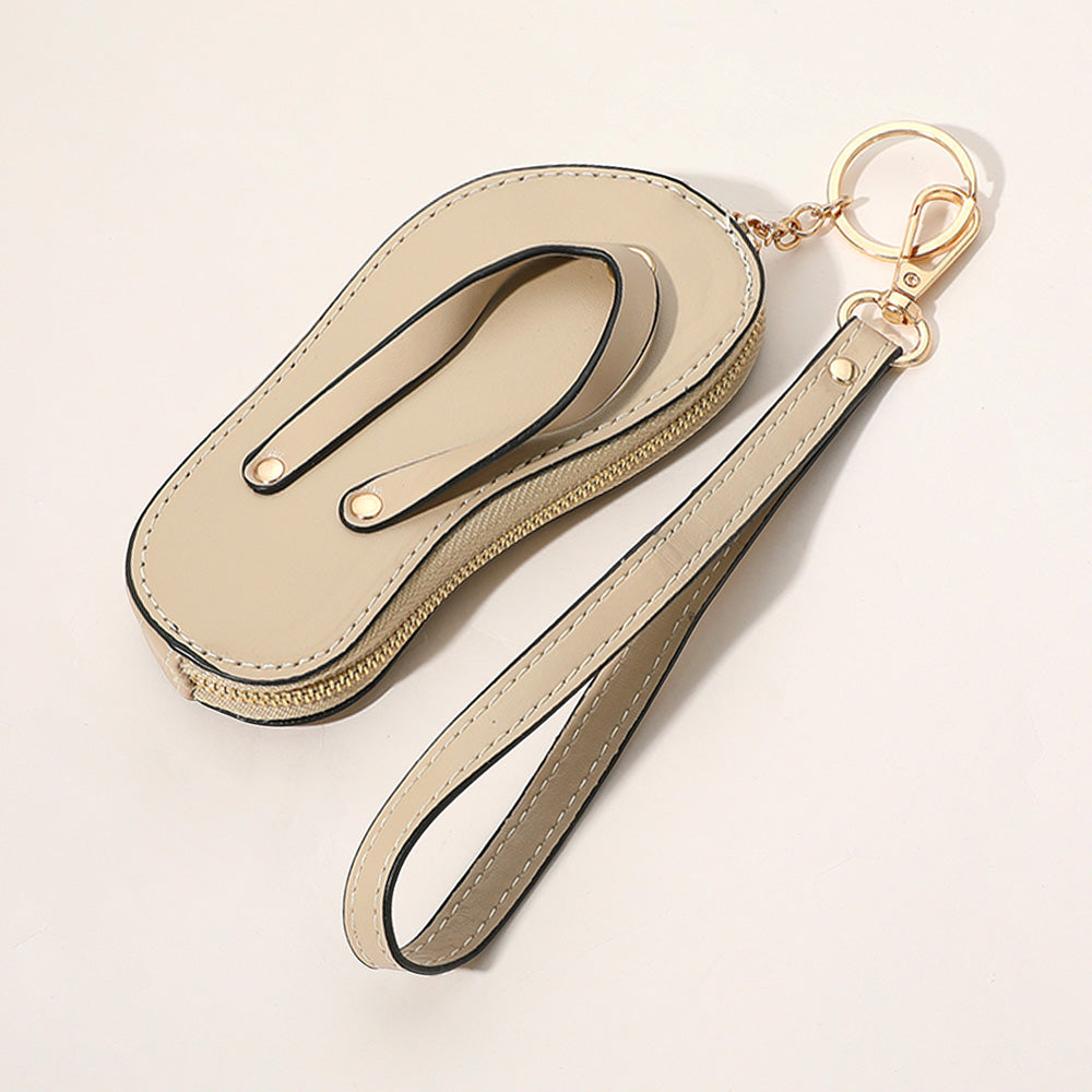 Monedero llavero con charm de piel sintética para pulsera, chanclas, mini cartera