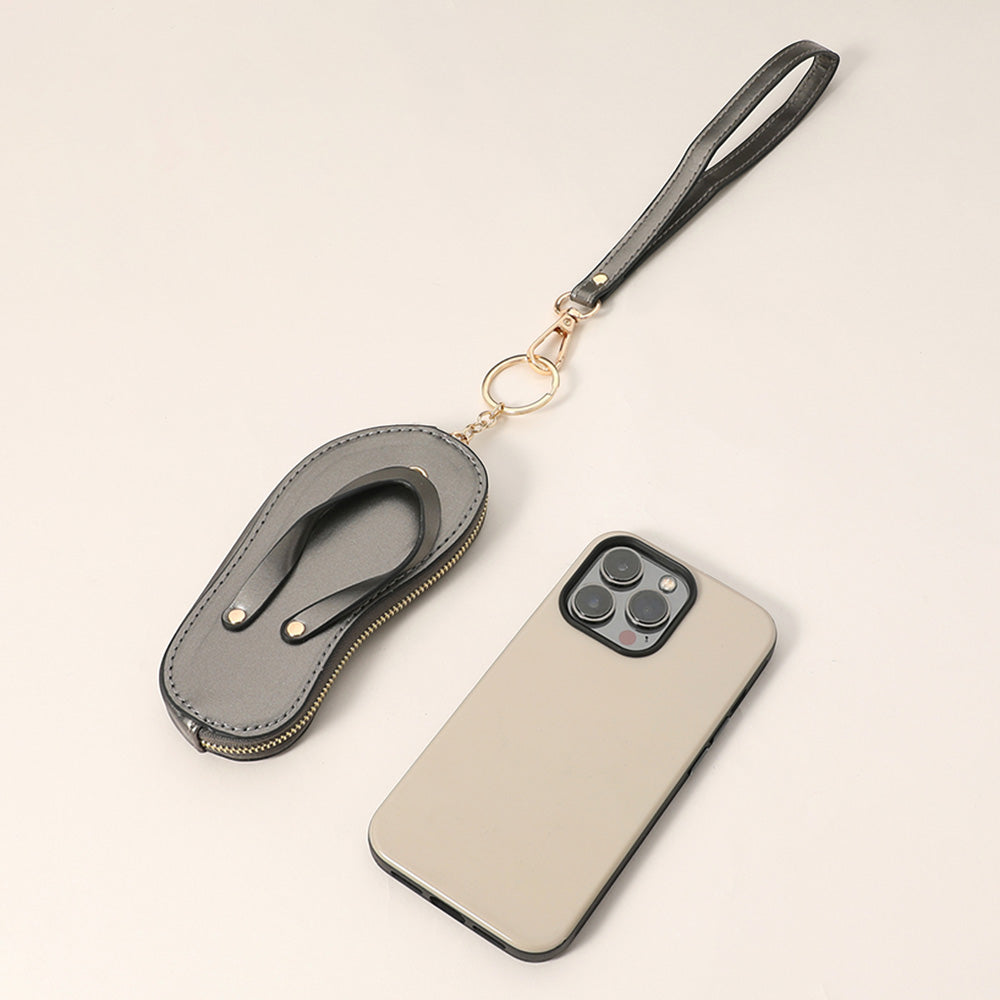 Monedero llavero con charm de piel sintética para pulsera, chanclas, mini cartera