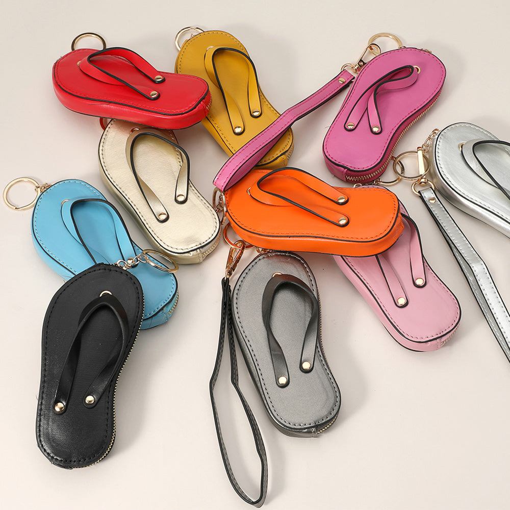 Monedero llavero con charm de piel sintética para pulsera, chanclas, mini cartera