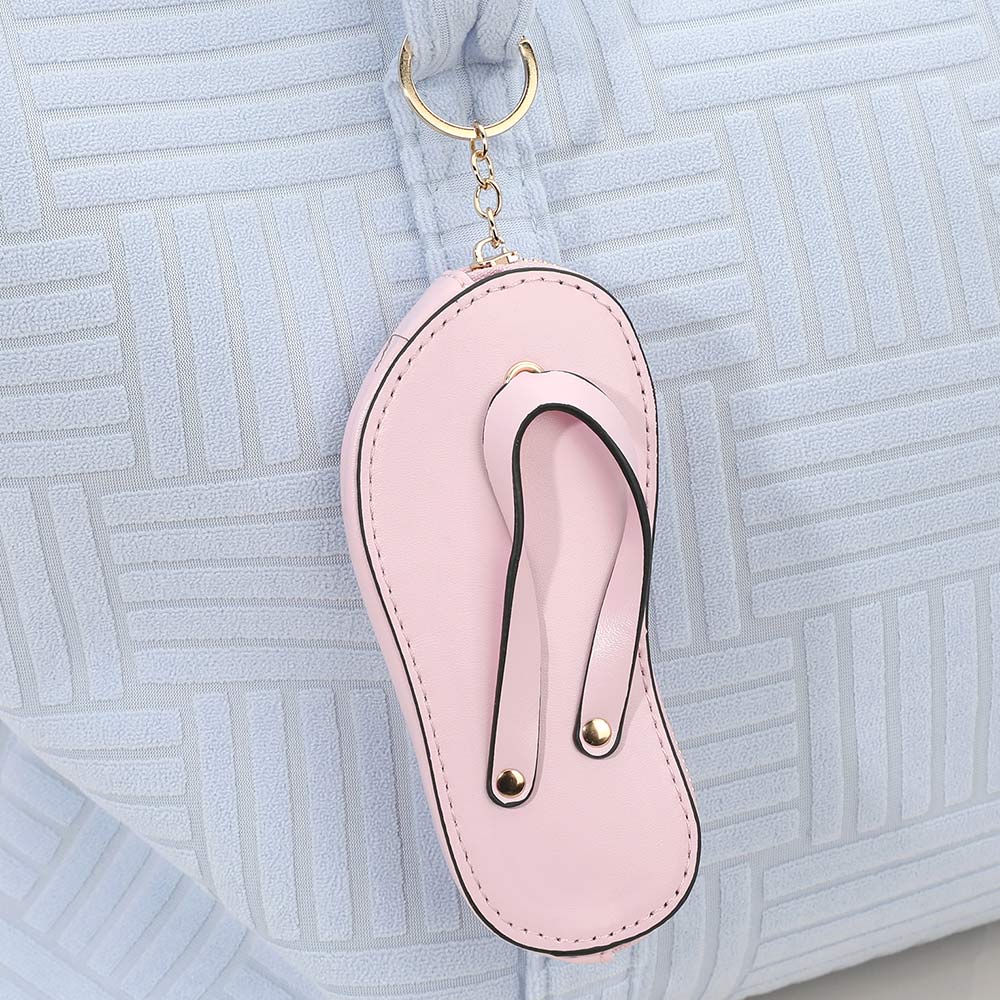 Monedero llavero con charm de piel sintética para pulsera, chanclas, mini cartera