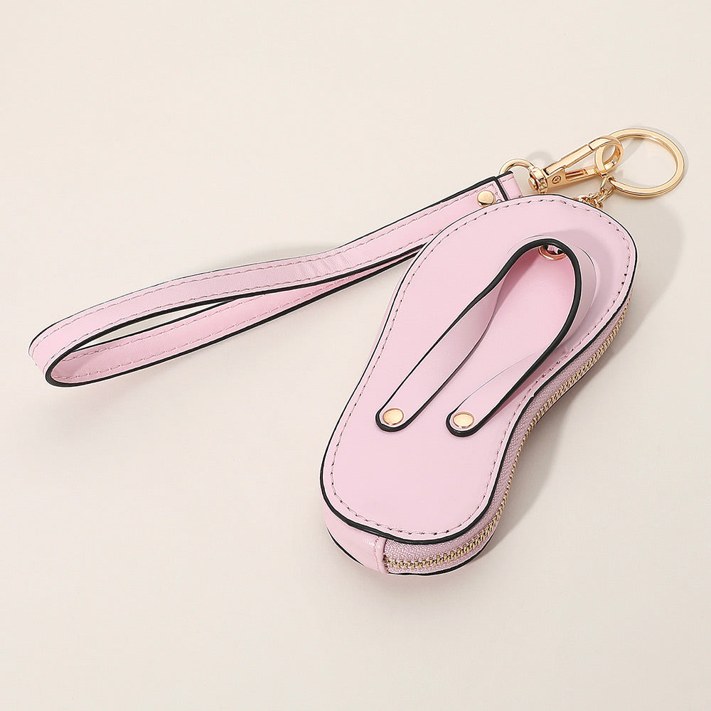 Monedero llavero con charm de piel sintética para pulsera, chanclas, mini cartera