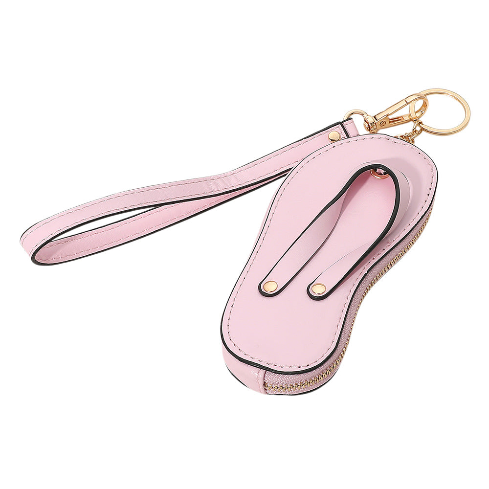 Monedero llavero con charm de piel sintética para pulsera, chanclas, mini cartera