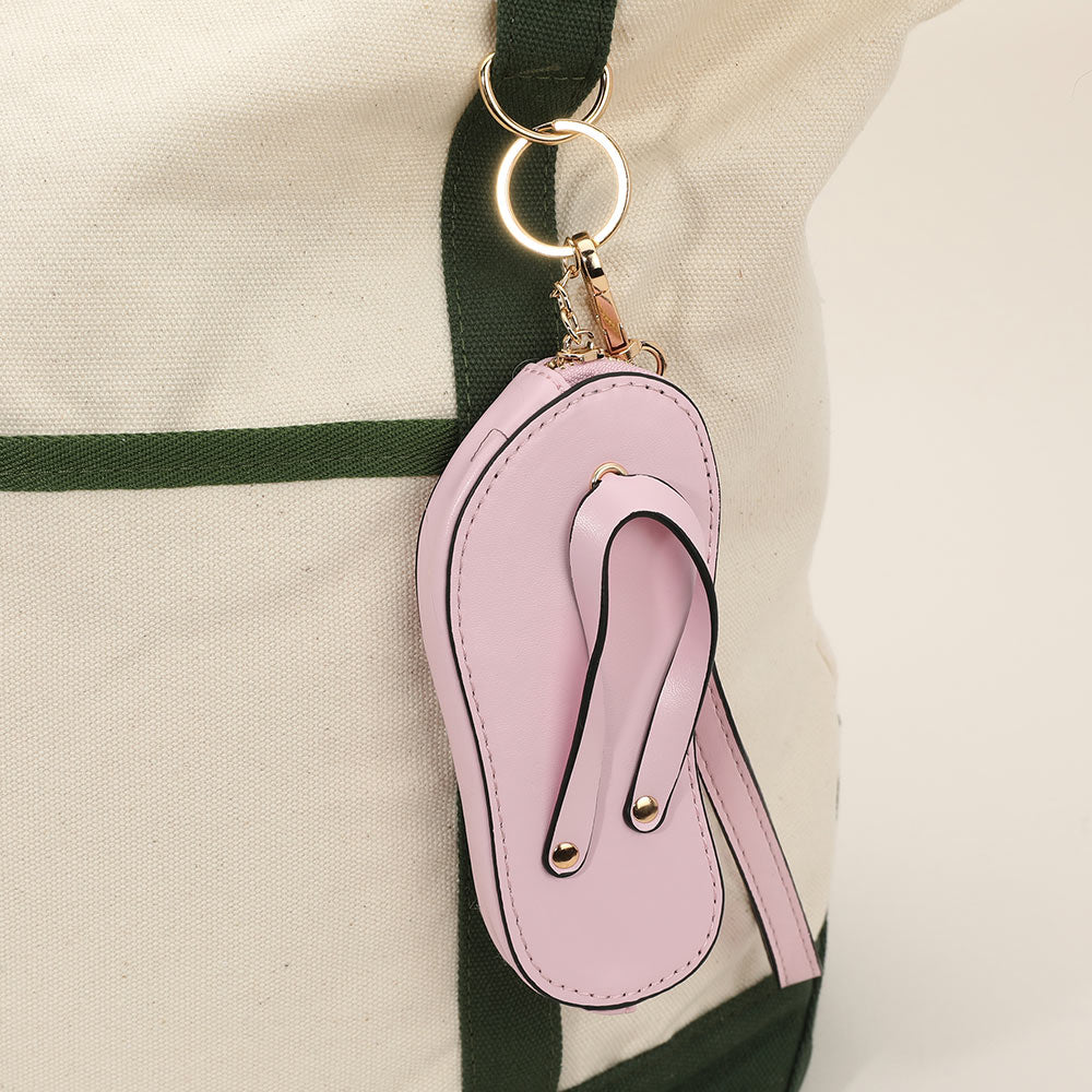 Monedero llavero con charm de piel sintética para pulsera, chanclas, mini cartera