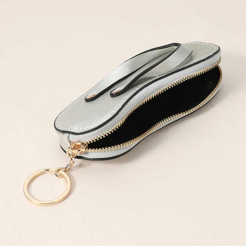 Monedero llavero con charm de piel sintética para pulsera, chanclas, mini cartera