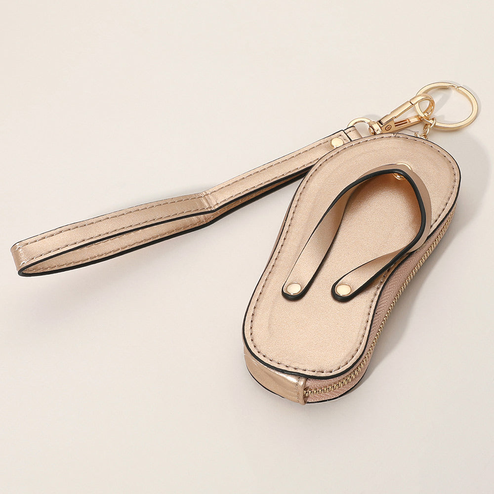 Monedero llavero con charm de piel sintética para pulsera, chanclas, mini cartera